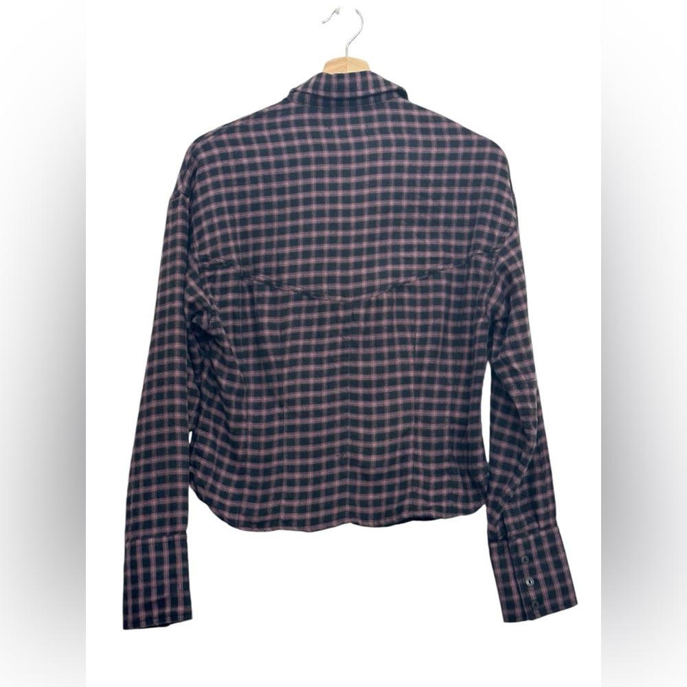 NWT rag & bone Iris Plaid Flannel Button Down Shirt in Black/ Purple Size XS - Picture 7 of 14